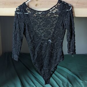 Black backless lacy body